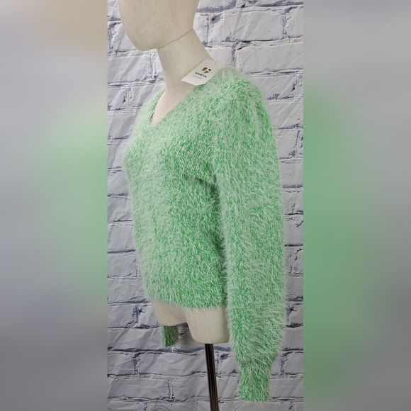 NWT Garcia Jeans Womens Green Fuzzy Sweater Mohair Like Acrylic Wool Nylon Small - Picture 12 of 16